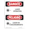 Signmission OSHA Sign, Laser Operating Bilingual, 10in X 7in Rigid Plastic, 7" W, 10" H, Bilingual Spanish OS-DS-P-710-VS-1412 - alternate 1